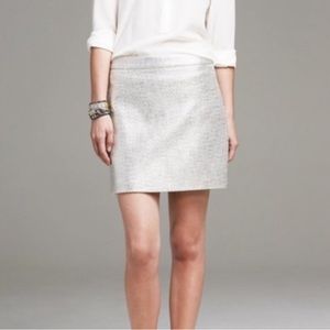 Ann Taylor Silver Shimmer Silk Blend Mini Skirt